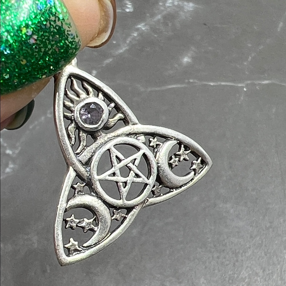 Sterling Silver Celestial Pentacle Trinity Knot P… - image 3
